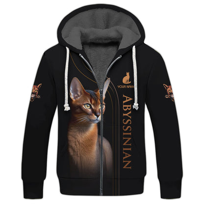 3D Full Print Abyssinian Cat T-Shirts Personalized Name Gift For Cat Lovers