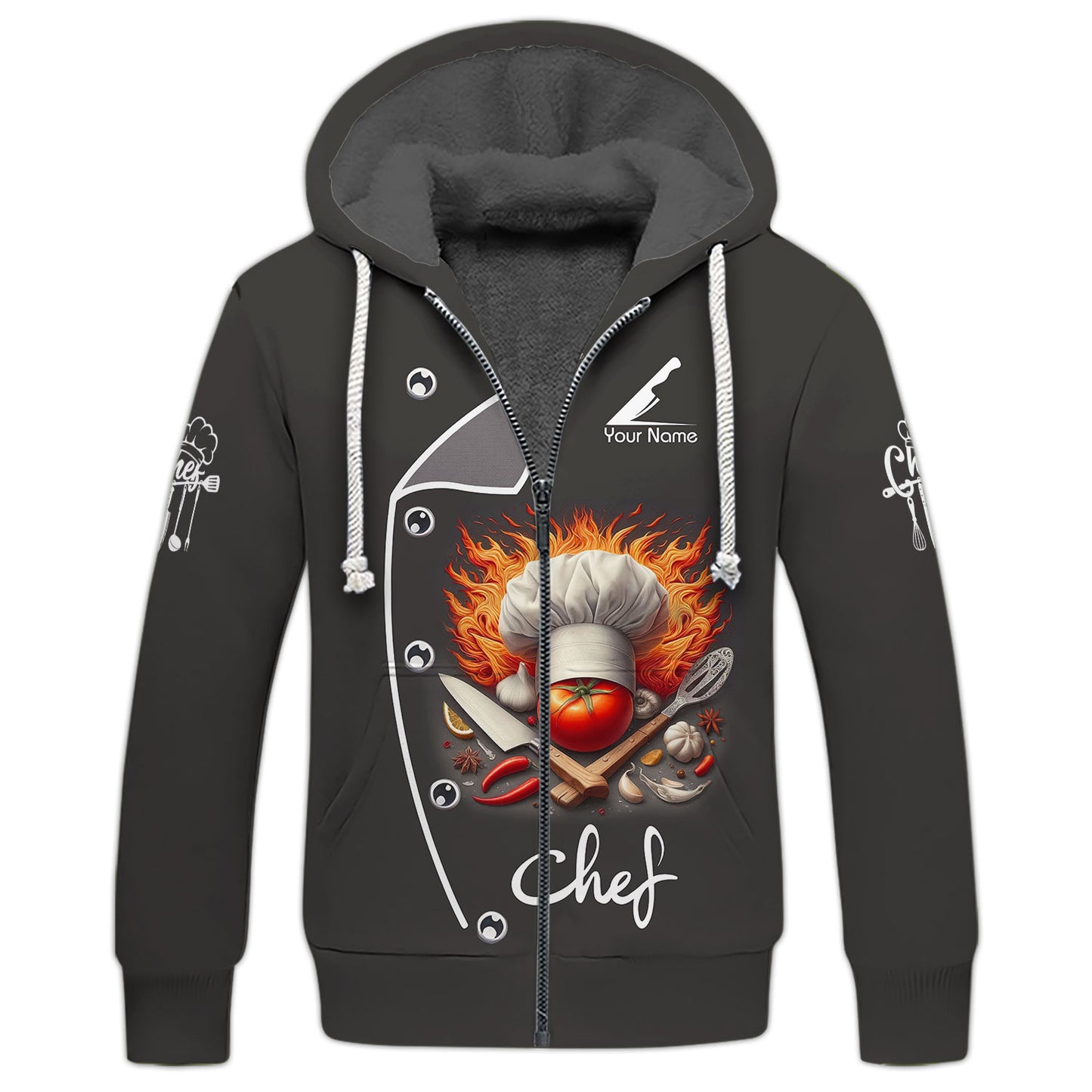 Personalized Chef Shirts - Fiery Culinary Passion Design for Professional Chefs