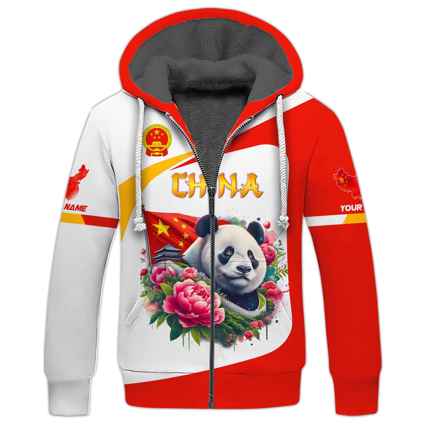 T-shirt imprimé panda en 3D avec drapeau chinois, cadeau personnalisé pour les amoureux chinois