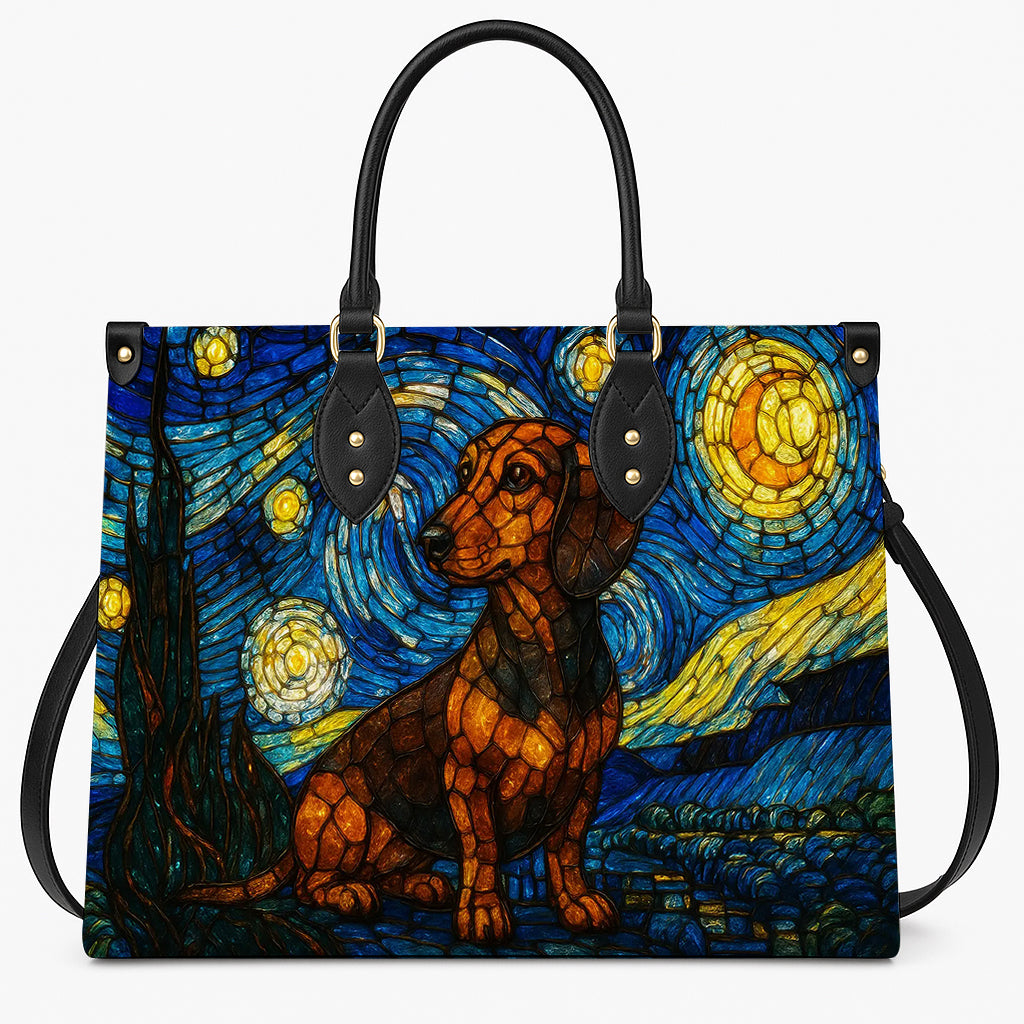 Dachshund Starry Night Handbag – Artistic Dog Mom Purse – Unique Dachshund Gift for Women - Art Style Tote Bag for Dog Lovers