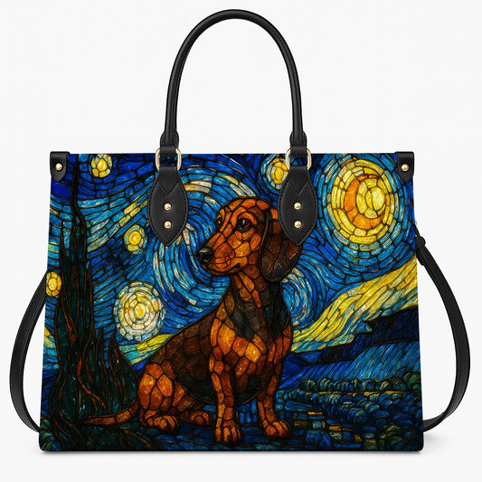 Dachshund Starry Night Handbag – Artistic Dog Mom Purse – Unique Dachshund Gift for Women - Art Style Tote Bag for Dog Lovers