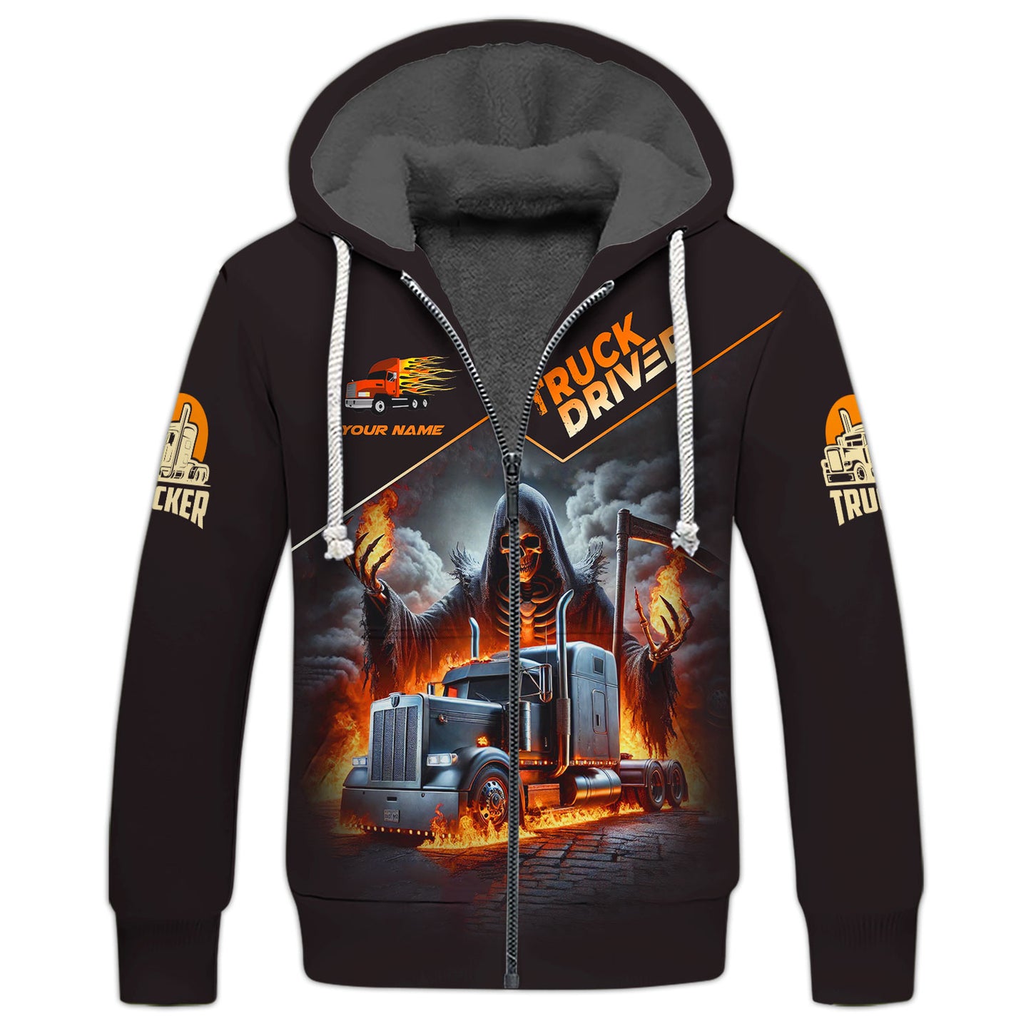 T-shirts personnalisés Grim Reaper avec camion T-shirt 3D Trucker Cadeau pour les amateurs de camionneurs