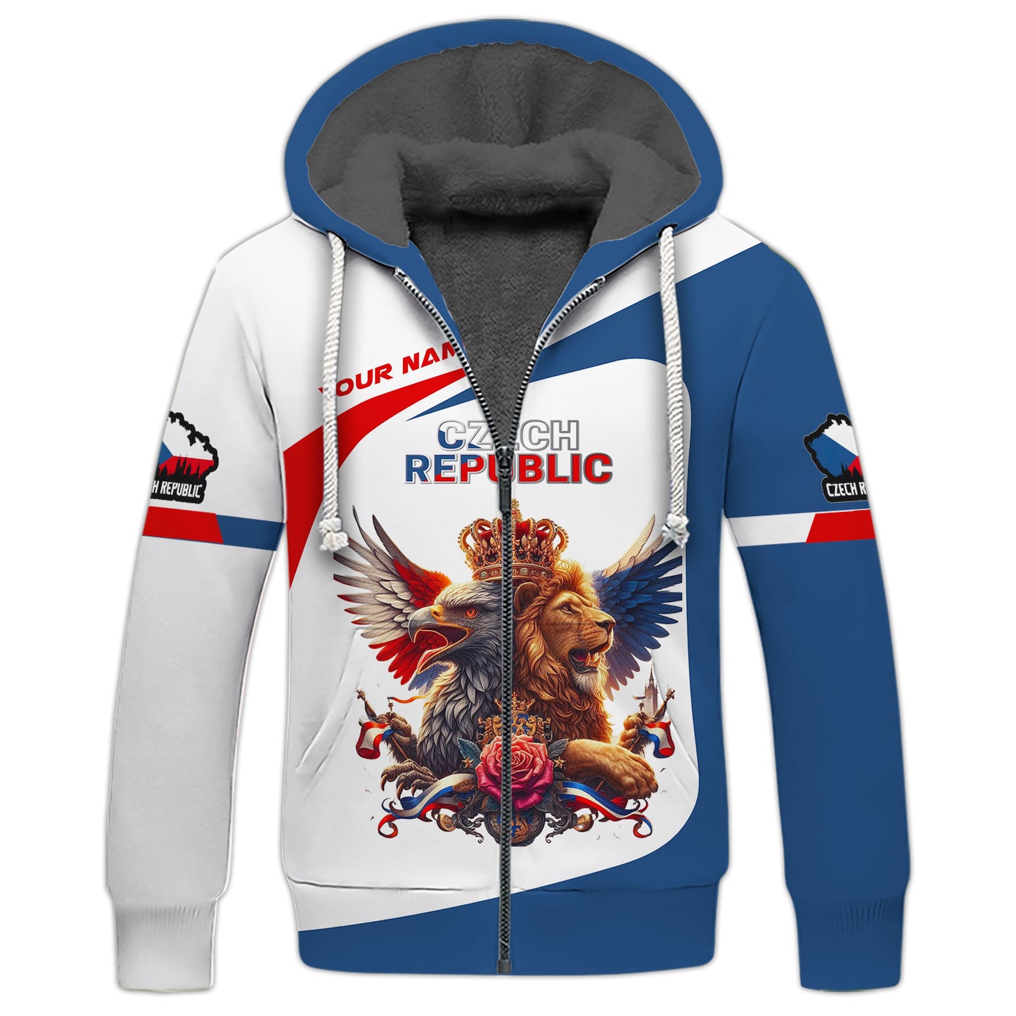 Camisetas con estampado 3D completo de león y águila de la República Checa, regalo con nombre personalizado para amantes checos