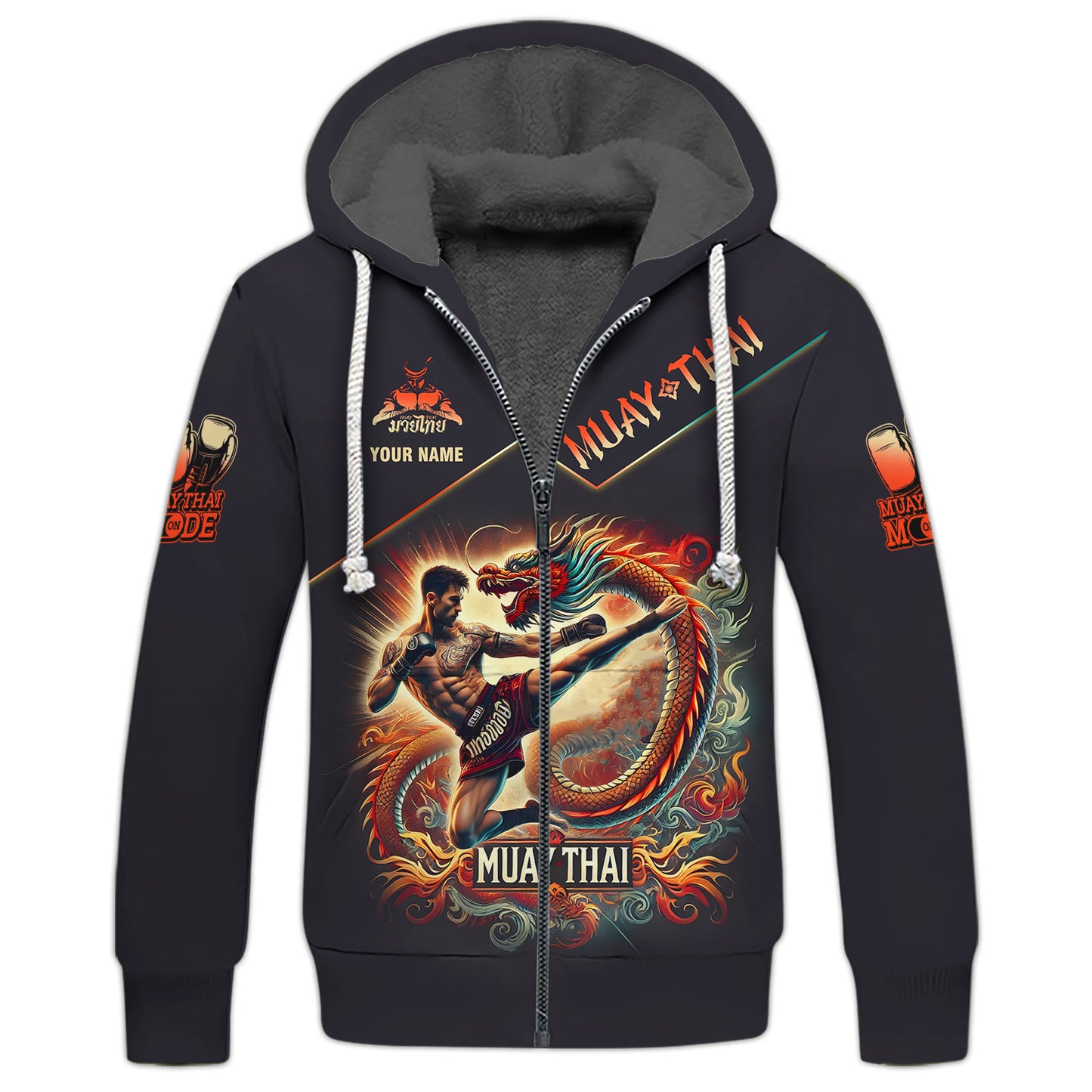 3D Full Print Muay Thai Fighter With Dragon Shirt Personalized Name Gift For Muay Thai Lovers