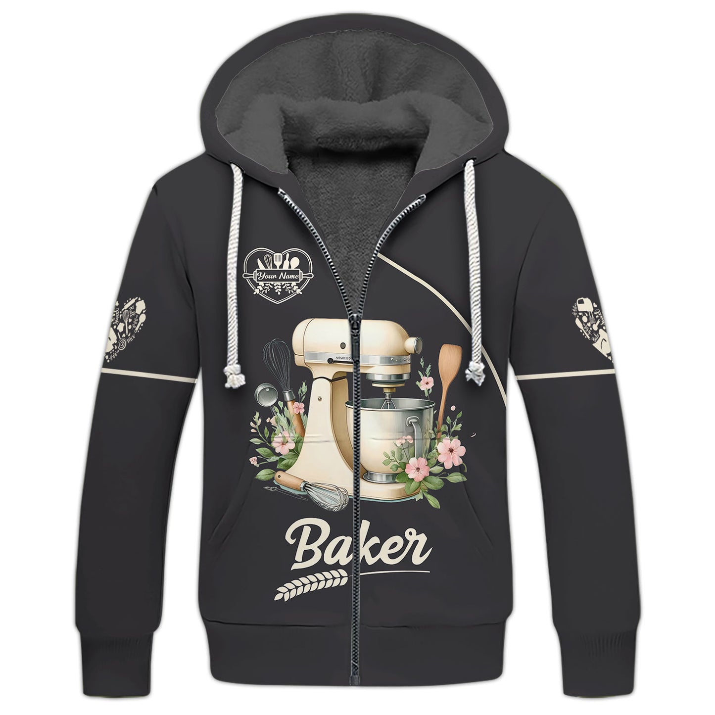 T-shirt de boulanger personnalisé - Mélangeur élégant et design floral pour les amateurs de pâtisserie