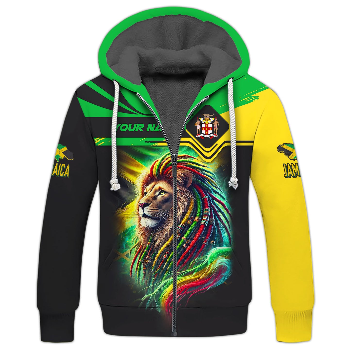 Camiseta personalizada con nombre en 3D del león de Jamaica, regalo personalizado para los amantes de Jamaica