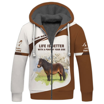 La vida es mejor con un pony a tu lado Camisetas personalizadas Regalo con nombre para amantes de los caballos