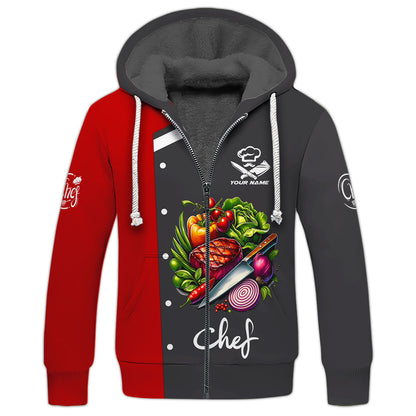 Personalized Chef Shirt – Colorful Fresh Ingredients and Grilled Meat Design