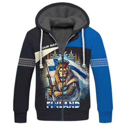 3D Full Print The Lion King With Finland Flag Shirt Personalized Name Gift For Finnish Lovers