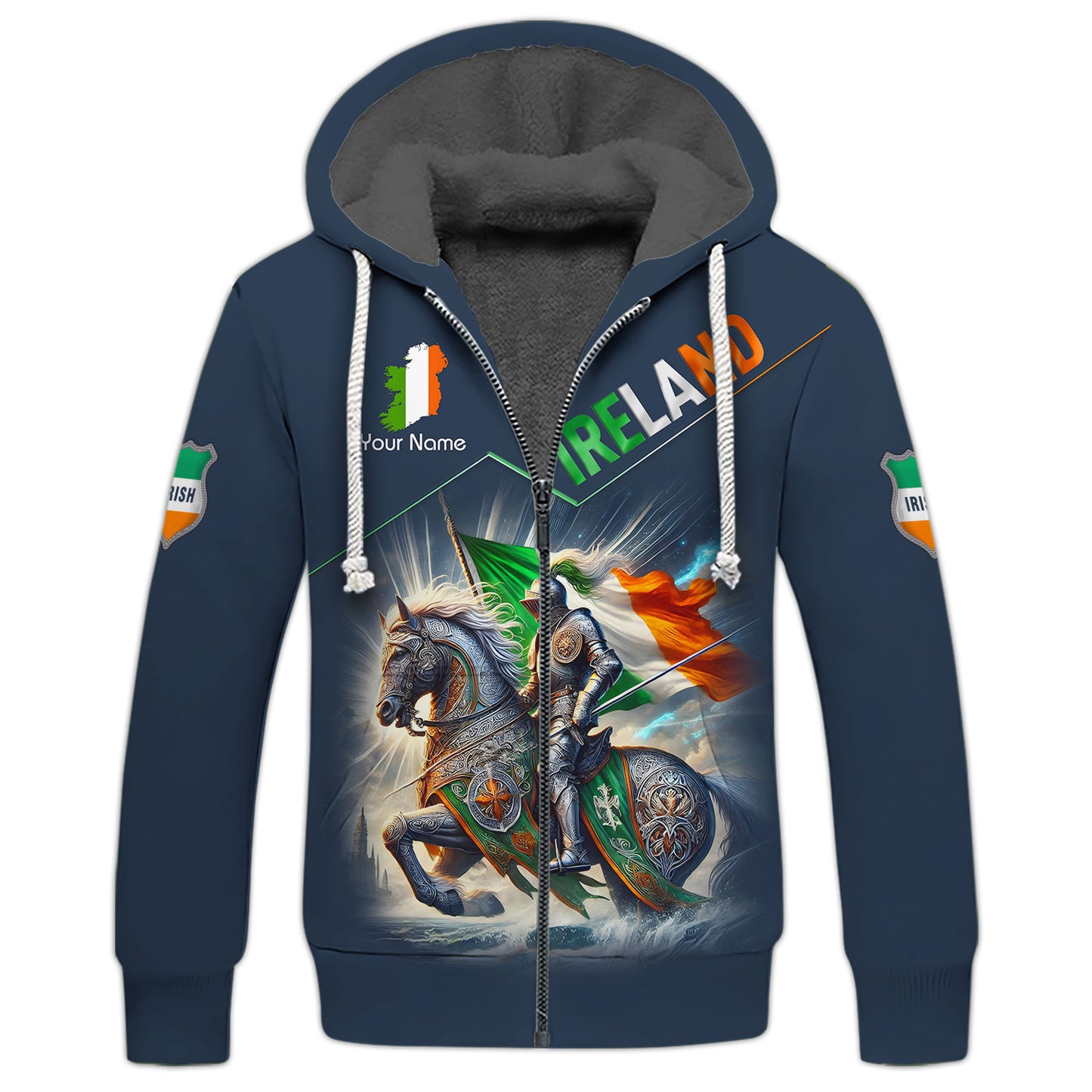 T-shirt 3D personnalisé avec nom de chevalier d'Irlande, cadeau personnalisé pour les amoureux de l'Irlande