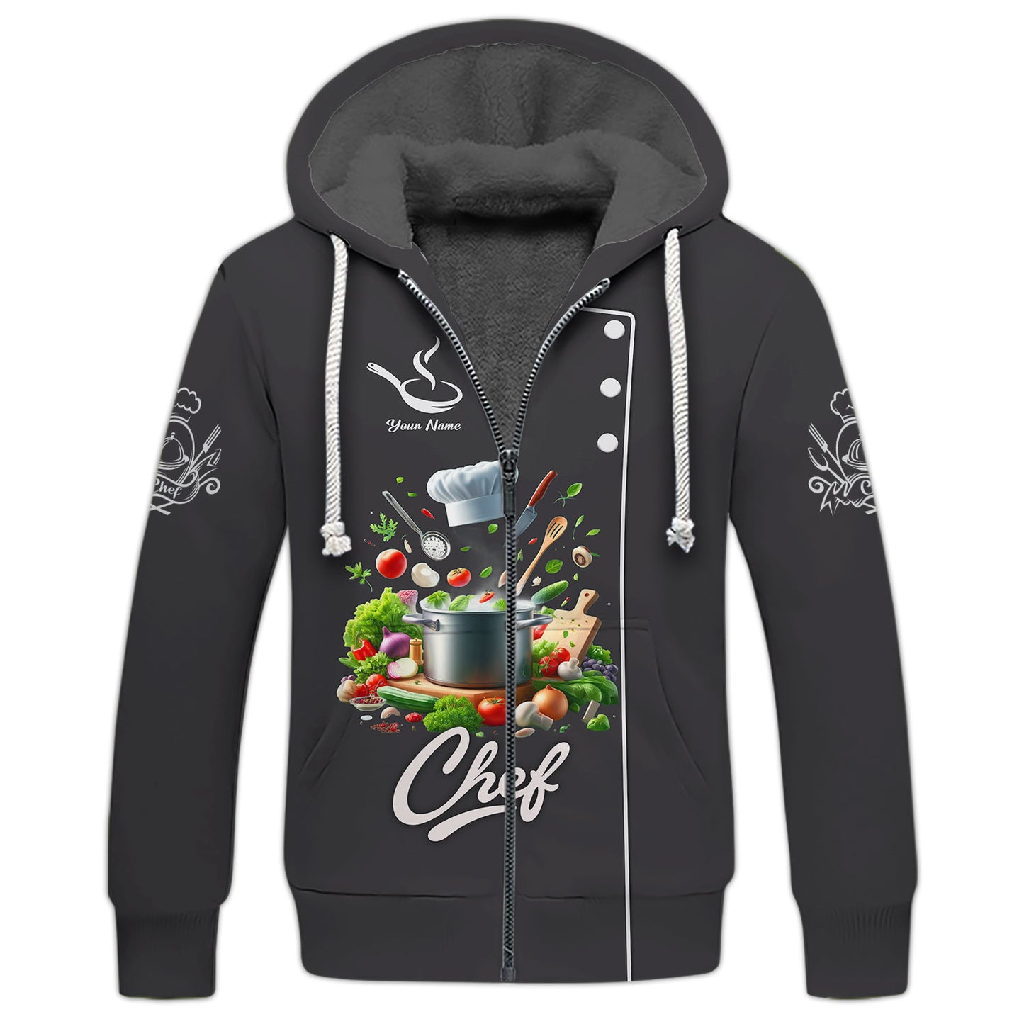 Personalized Chef Shirt - Fresh Gourmet Ingredients Surrounding Pot for Gastronomic Experts