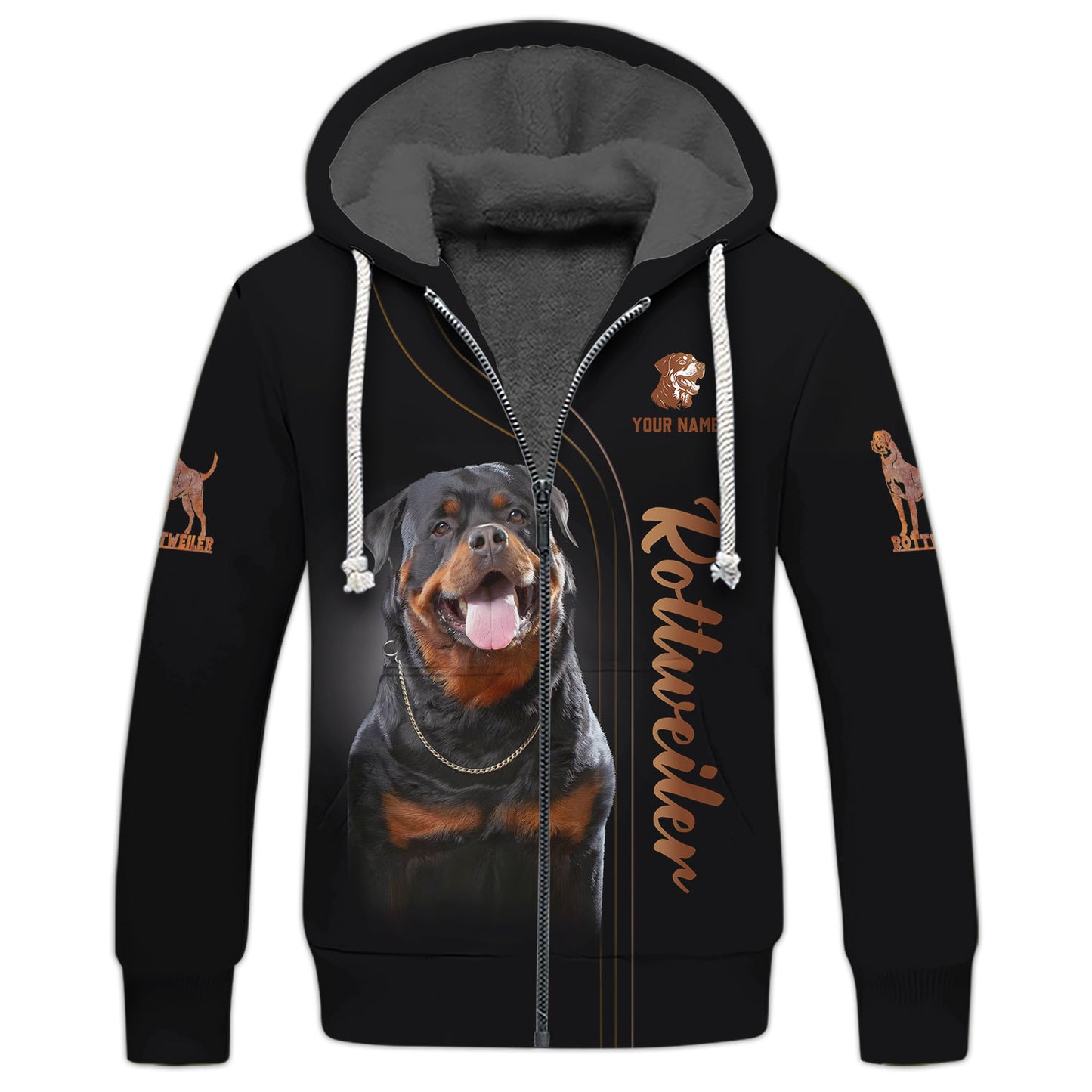 Camisetas con estampado 3D completo de perro rottweiler, regalo personalizado con nombre para amantes de los perros