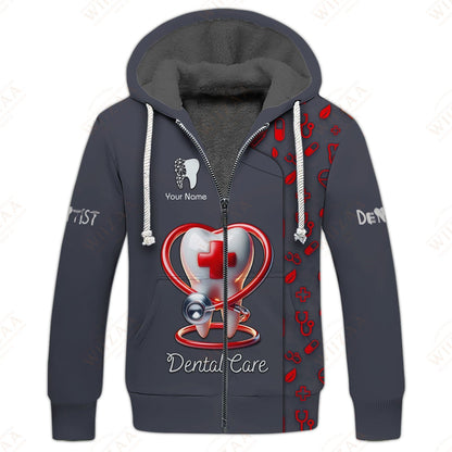 Personalized Dentis Shirt – Heart & Stethoscope with Tooth Emblem