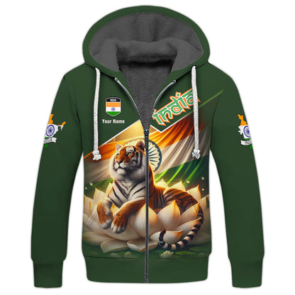 Camisetas personalizadas de la India, camiseta 3D con tigre y loto, regalo para amantes de la India