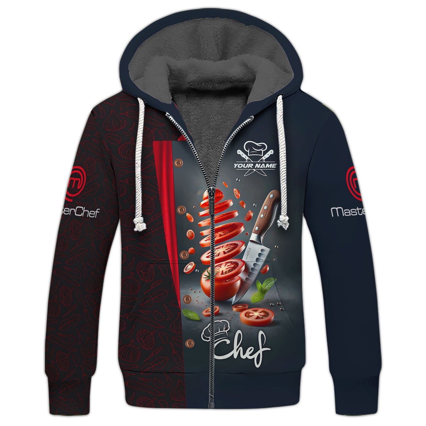 Camisa de chef con cuchillo y estampado completo en 3D, regalo personalizado con nombre para amantes de los chefs