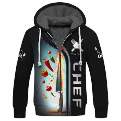 Cuchillo de chef y verduras Camisetas 3D Cuchillos de cocina Camiseta personalizada