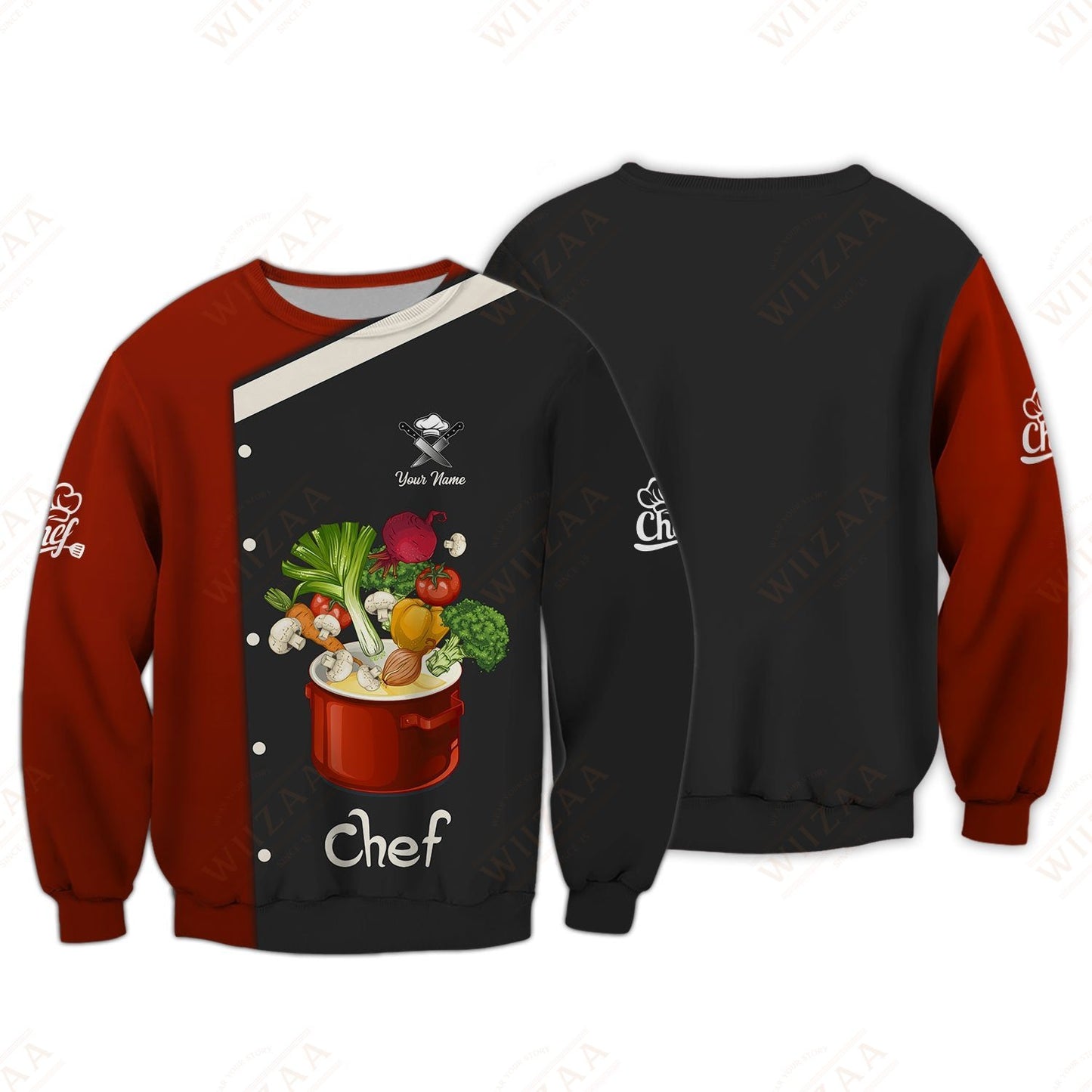 Camiseta de chef personalizada: elegante camiseta culinaria con estampado de verduras vibrantes para amantes de la comida