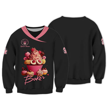 Personalized Baker Shirts - Luscious Cupcake and Berry Design for Dessert Lovers