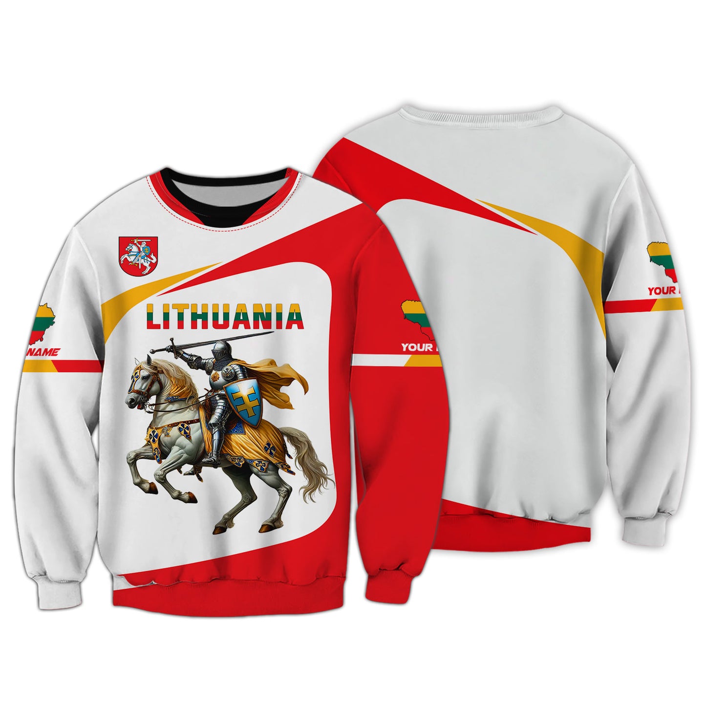 3D Full Print Knight Of Lithuania Shirt Personalized Name Gift For Lithuanian Lovers