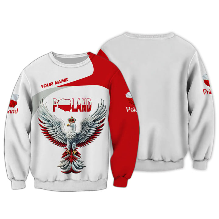 Personalized Poland Pride Shirt - Crowned White Eagle in Flight