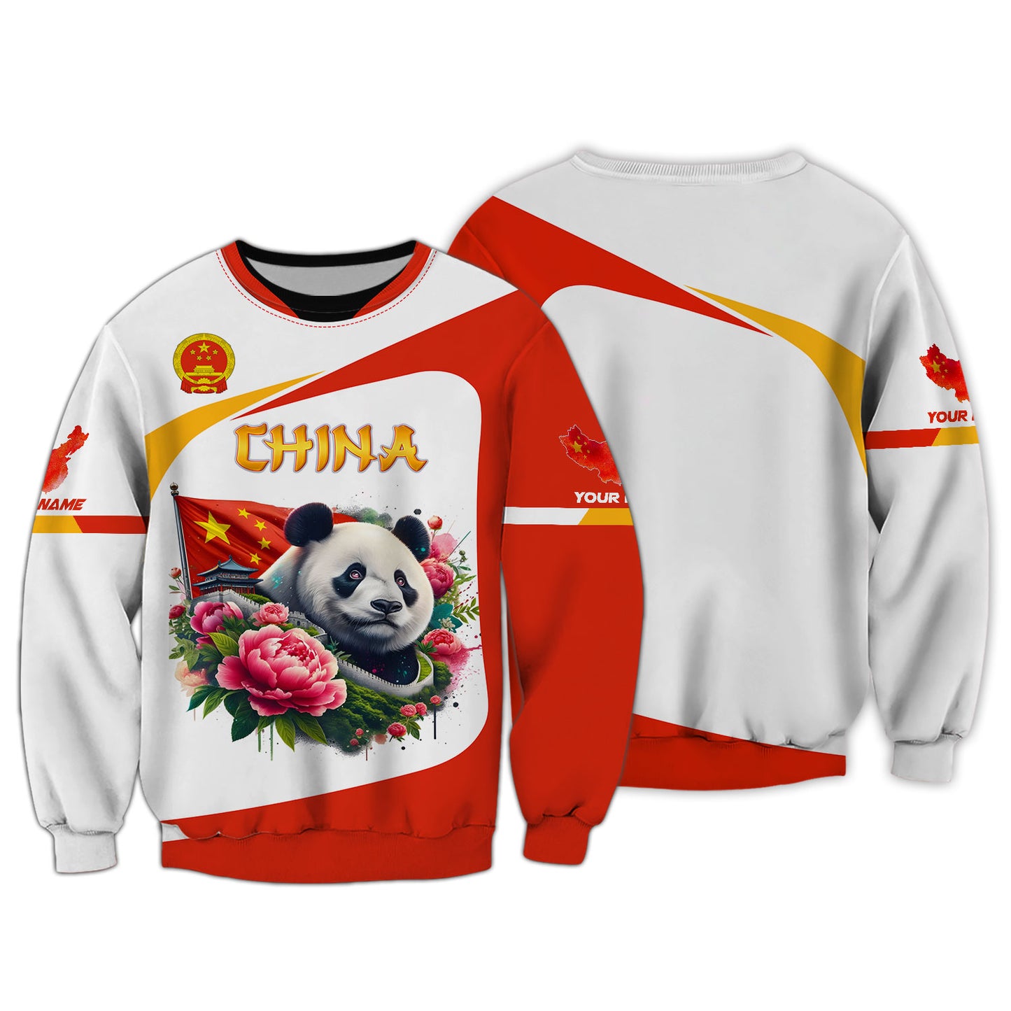 T-shirt imprimé panda en 3D avec drapeau chinois, cadeau personnalisé pour les amoureux chinois