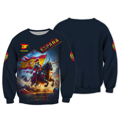 Personalized Spain Pride Shirt - Embrace the Valor of Spanish Knights