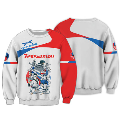 Camiseta con estampado 3D completo de El espíritu del taekwondo, regalo personalizado con nombre para amantes del taekwondo