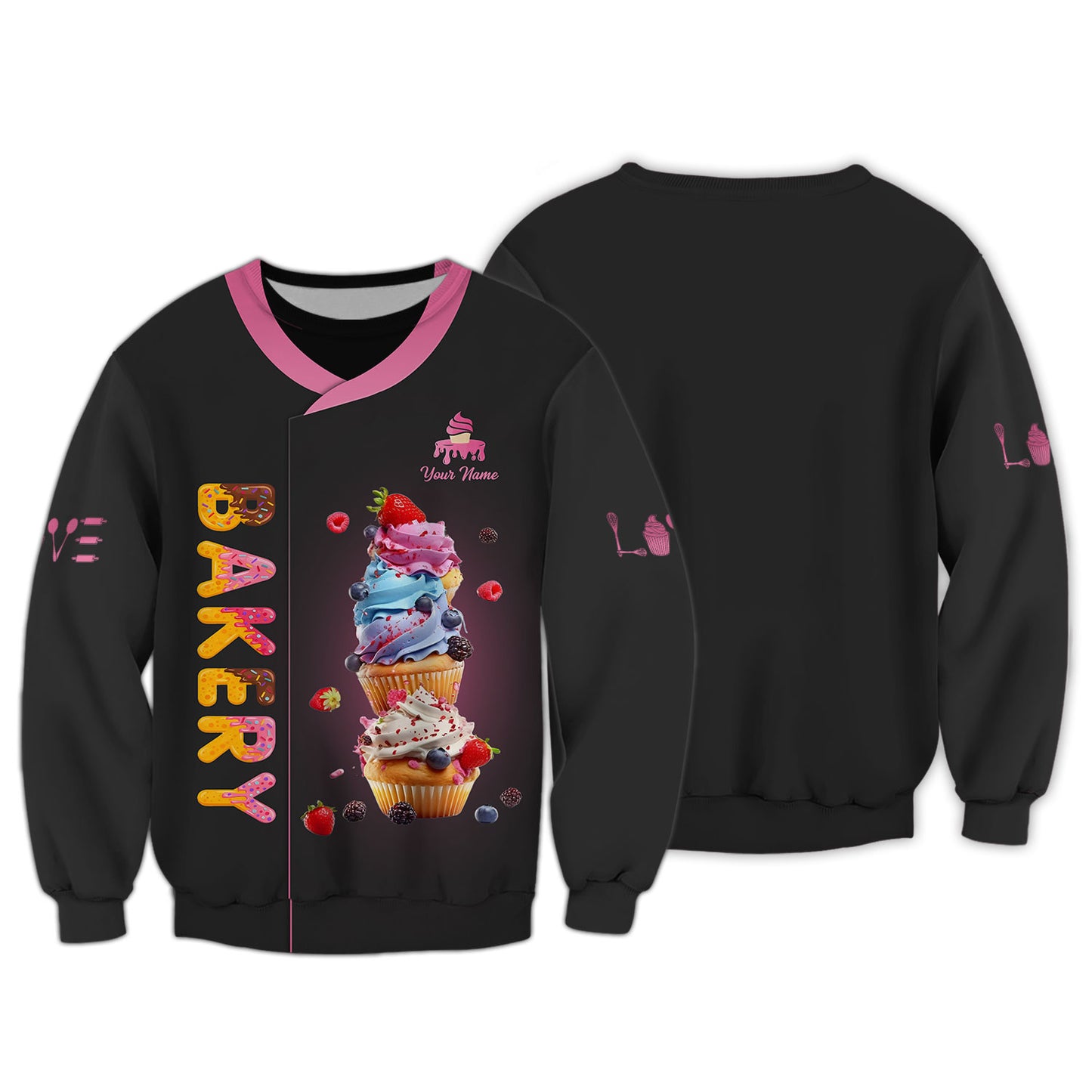 Personalized Bakery Shirts - Vibrant Cupcake Design for Baking Enthusiasts