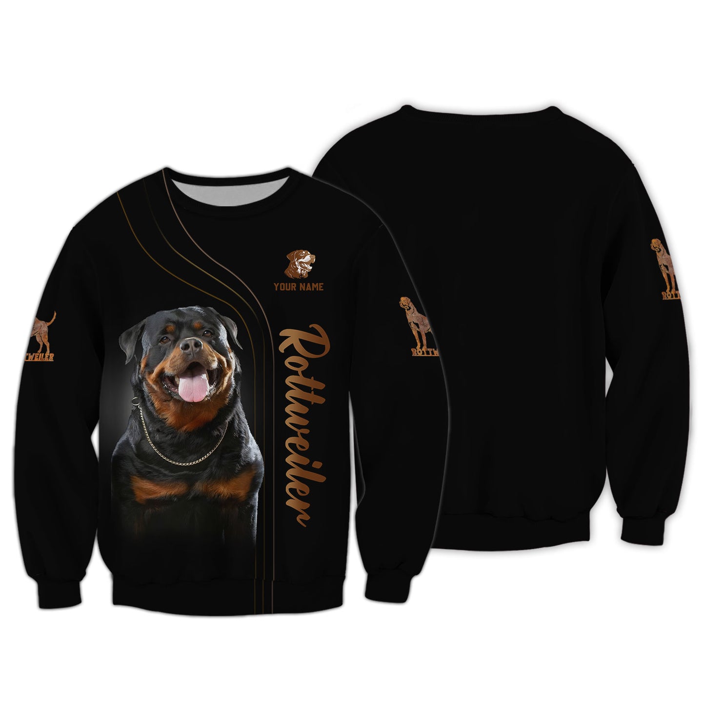 Camisetas con estampado 3D completo de perro rottweiler, regalo personalizado con nombre para amantes de los perros