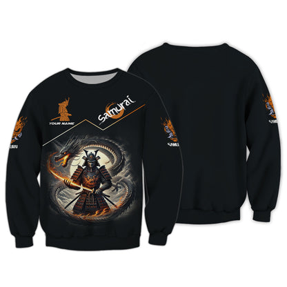 Samurai Custom T- Shirts Samurai With Black Dragon 3D Shirt Gift For Samurai Lover