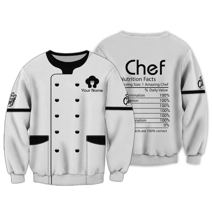 Camiseta de chef personalizada: información nutricional del chef