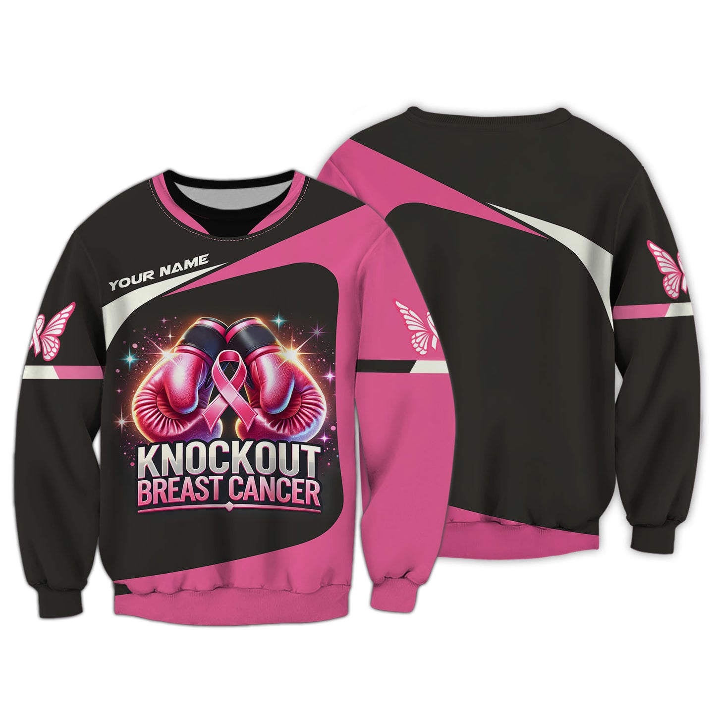 T-shirts personnalisés contre le cancer du sein Knockout Gants de boxe T-shirt 3D contre le cancer du sein Cadeau pour survivant du cancer