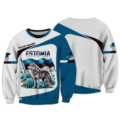 Camiseta de Estonia con impresión 3D completa y nombre personalizado como regalo para los amantes de Estonia