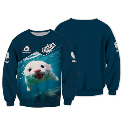 Camiseta de nutria marina con estampado 3D completo, regalo personalizado con nombre para amantes de las nutrias