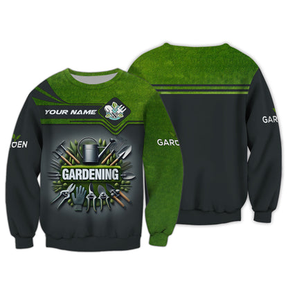 Camisetas con herramientas de jardinería con impresión 3D completa, regalo con nombre personalizado para amantes de la jardinería