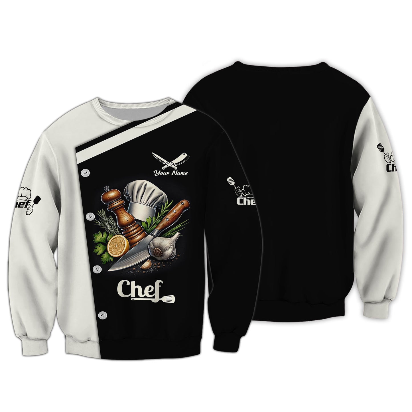 Personalized Chef Shirt - Classic Culinary Tools Design for Cooking Enthusiasts