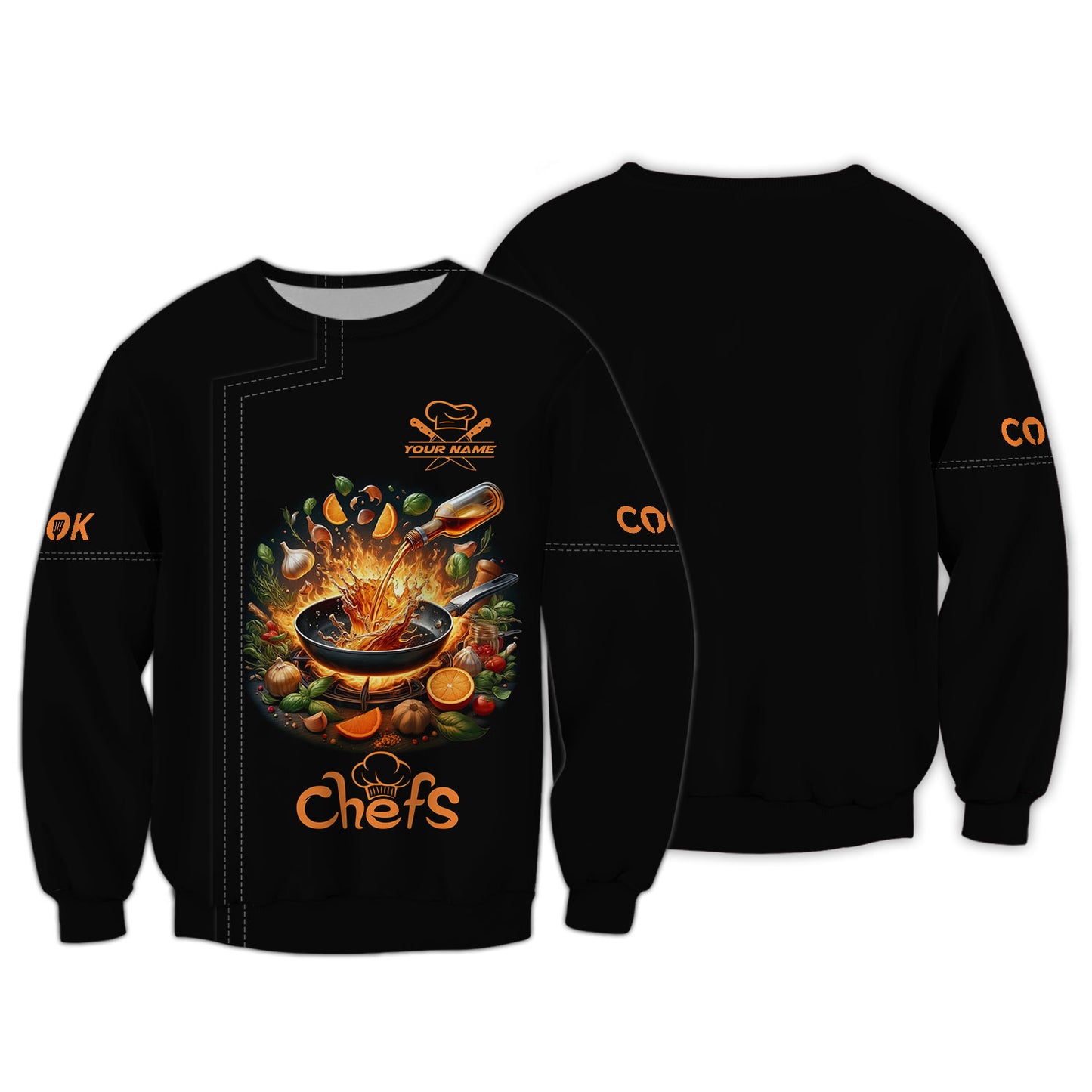 Personalized Chef Shirts - Dynamic Cooking Scene Design for Culinary Artists