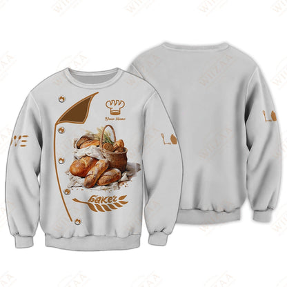 Personalized Baker Shirt – Freshly Baked Bread & Golden Wheat Motif