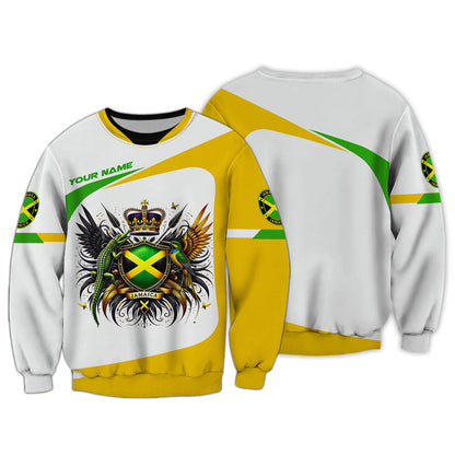 Camiseta personalizada con nombre 3D de la mascota representante de Jamaica, regalo personalizado para los amantes de Jamaica