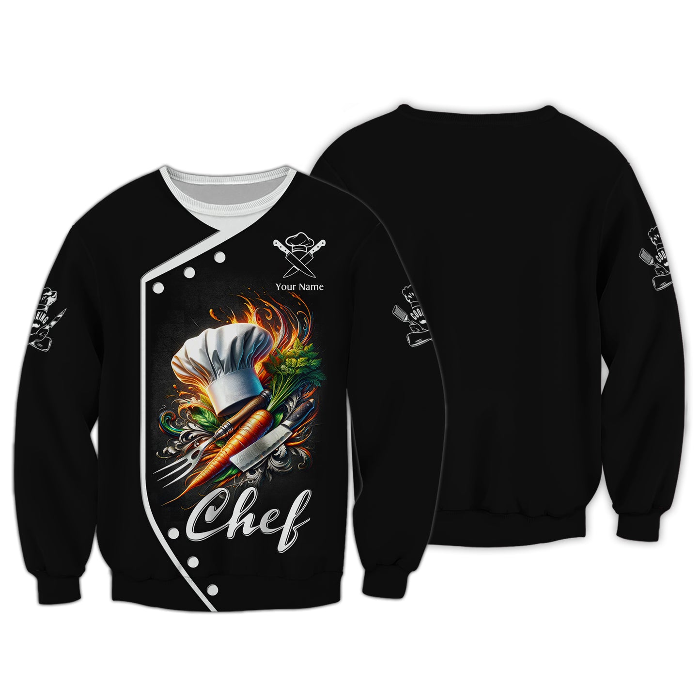 T-shirt de chef cuisinier 3D, outils de cuisine, t-shirts personnalisés, cadeau pour chef