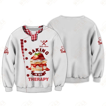 Personalized Baker Shirt – Baking is My Therapy Strawberry Cake Design