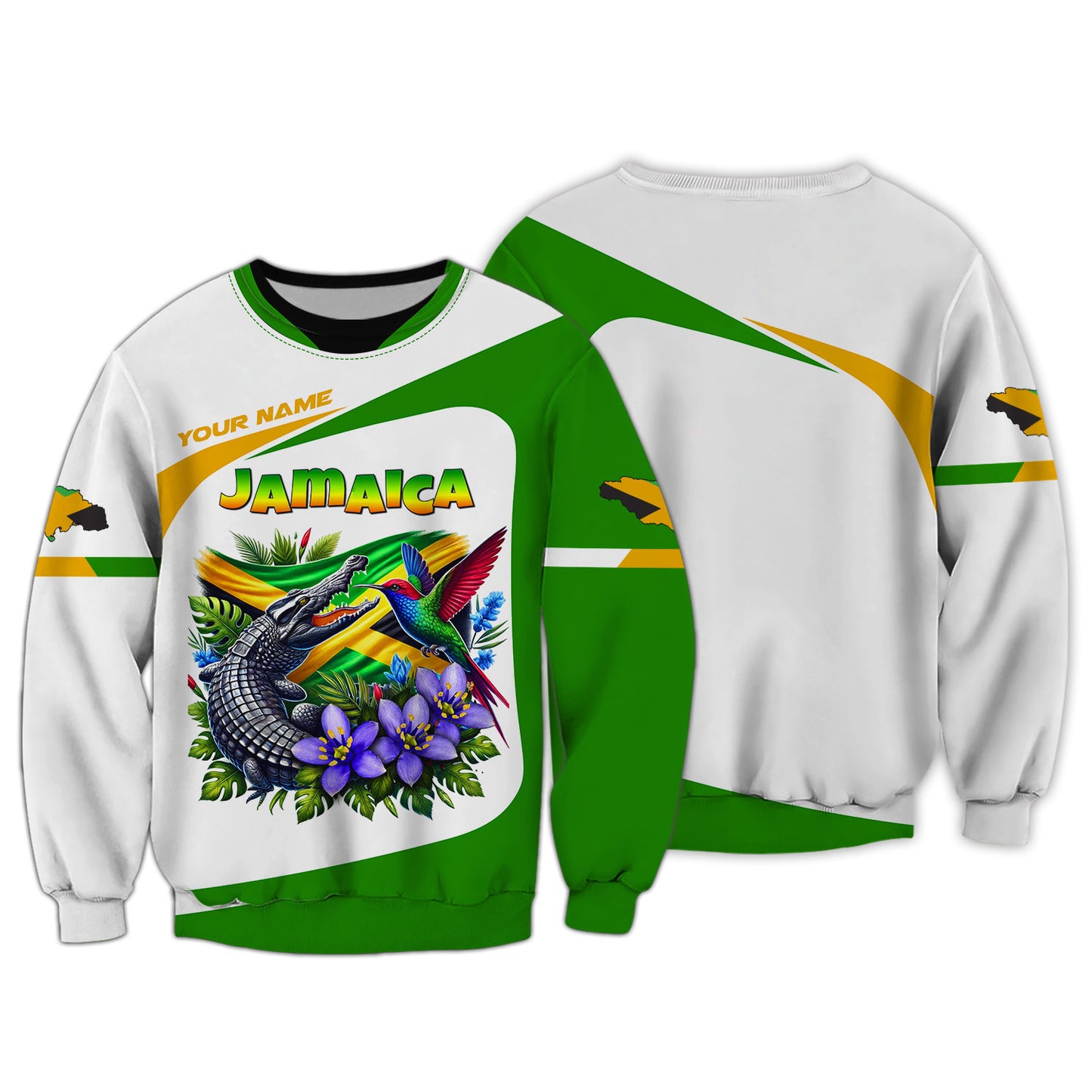 Camiseta personalizada con nombre 3D de mascotas con la bandera de Jamaica, regalo personalizado para amantes de Jamaica