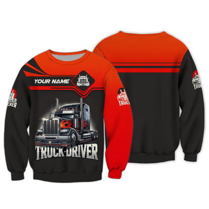 Trucker Driver Custom Name Black Truck Car 3D Shirt Personalized Gift For Trucker Lovers