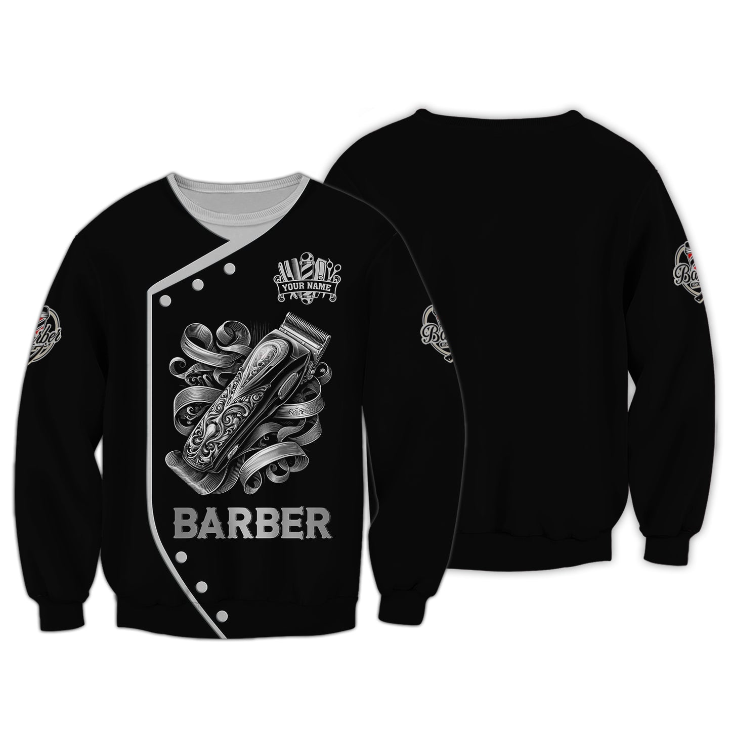 Camiseta con tatuaje 3D de cortadora de pelo, camisetas personalizadas de barbería, regalo para barbero