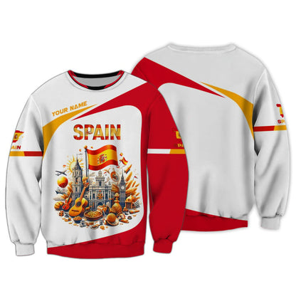 Personalized Spain Pride Shirt - Cultural Landmarks and Festivities Design for Spain Enthusiasts