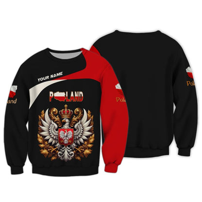 Camiseta personalizada del orgullo de Polonia: escudo del águila blanca coronada