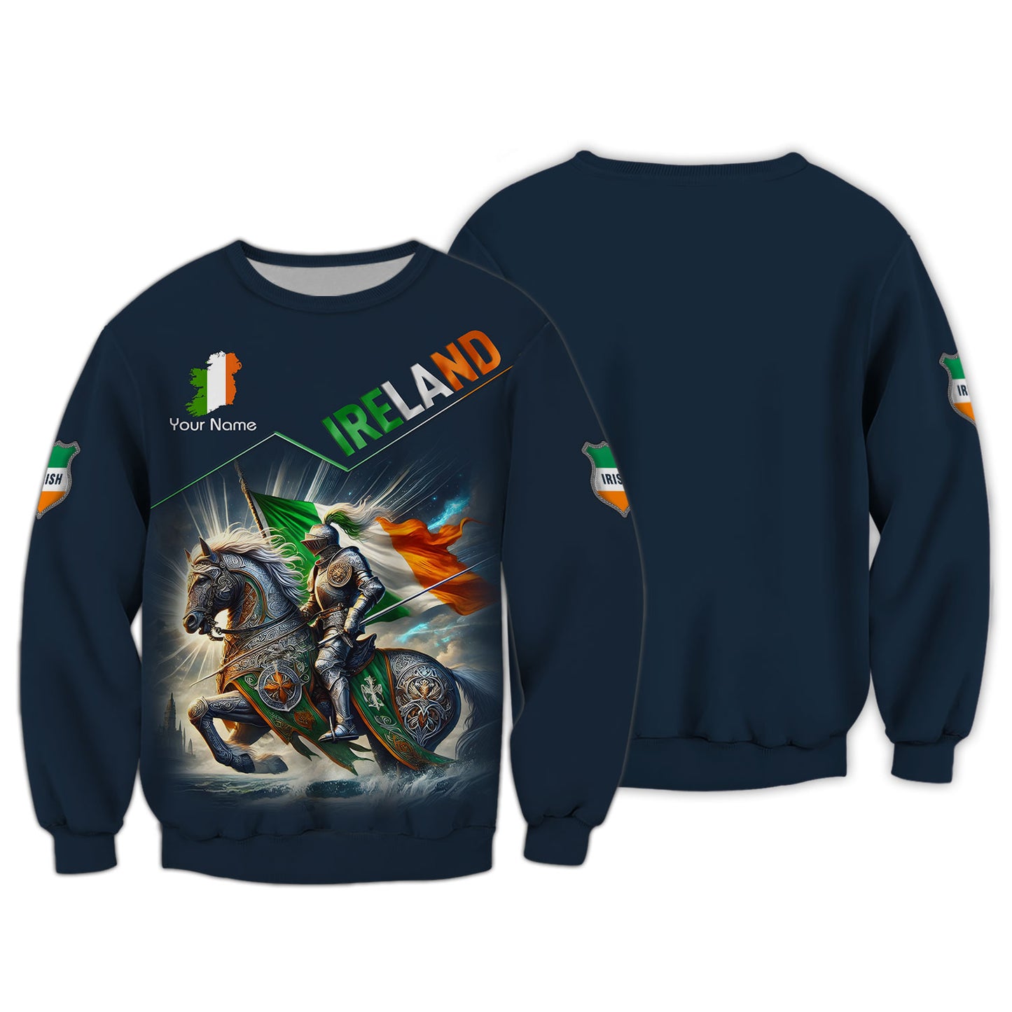 Knight Ireland Personalized Name 3D Shirt Custom Gift For Ireland Lovers