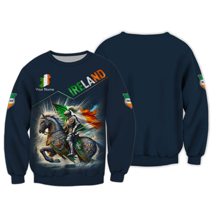 Camiseta personalizada con nombre en 3D de Knight Ireland, regalo personalizado para los amantes de Irlanda