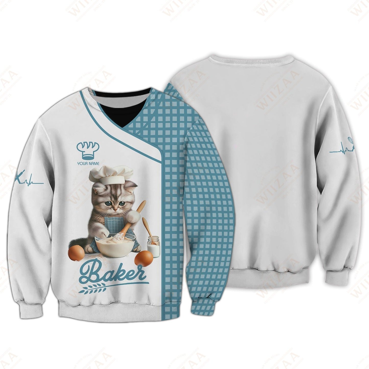 T-shirt de boulanger personnalisé - Motif de boulanger fantaisiste avec chat | Vêtements de cuisine uniques pour les amateurs de chats culinaires