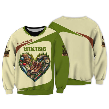 Hiking Heart Custom Name 3D Shirt Personalized Gift For Hiker Lovers